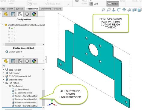 solidworks create sheet metal part from flat pattern|flatten view in solidworks drawing.